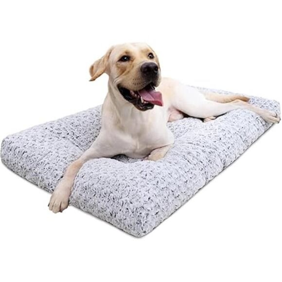 Washable Dog Bed Plush Crate Pad Non Slip Kennel Mat Soft Pet Bed for Travel - Picture 7 of 7